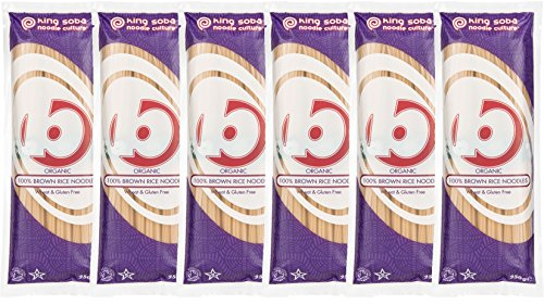 King Soba 6-Pack Gluten Free & Organic 100% Brown Rice Noodles 250g - 3 Servings Per Pack