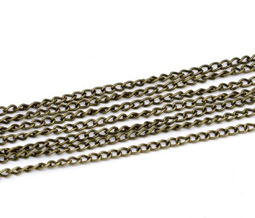 2 Metres Antique Bronze Curb Open-Link 4mm x 3mm Chain for Jewellery Crafts Making, Decoration, Necklaces (Antique Bronze, 4mm x 3mm)