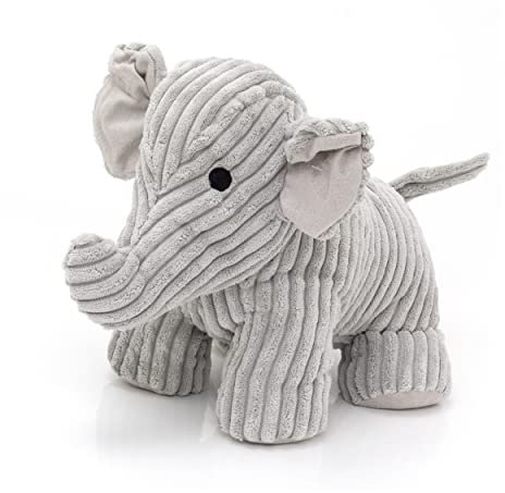 Carousel Home Peanut Elephant Doorstop Grey Ribbed Fabric Animal Doorstop | Novelty Indoor Grey Elephant Shaped Door Stop | Decorative Weighted Elephant Door Stopper - 1.5kg