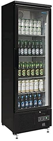 Polar Refrigeration G-Series 300W Upright Back Bar Cooler Display Fridge with Hinged Door 307 Litre, Black, 2°C to 8°C, 1872(H)x600(W)x514(D)mm, 4 Shelves, Lockable Door, Energy Rating B | GJ447