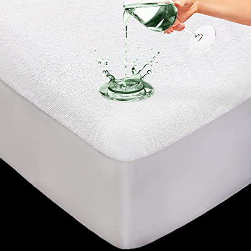 AmigoZone Extra Deep Waterproof Terry Towel Mattress Protector Topper Cover Non Noisey Fitted Sheet Mattress Protector - Double