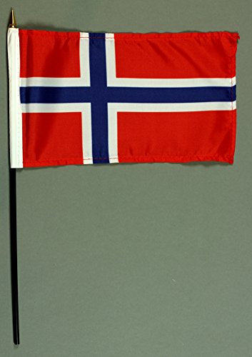 Buddel-Bini Handflagge Tischflagge Norwegen 15x25 cm mit 37 cm Mast aus PVC-Rohr, ohne Ständerfuß