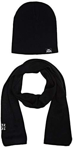 Lonsdale London Unisex Leafield Schal Mütze, Schwarz, Einheitsgröße EU