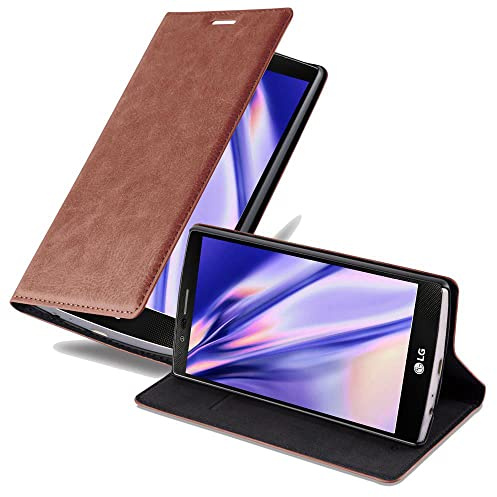 Cadorabo Hülle kompatibel mit LG G4 / G4 Plus aus Premium Kunst Leder Flip Klappbare Stoßfeste Magnetische [Standfunktion] [Kartenfächern] Cover Hülle für LG G4 / G4 Plus Tasche in Braun