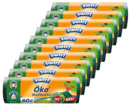 Swirl Öko Müllbeutel 60L 8 stk./ Rolle mit Zugband (10er Pack)
