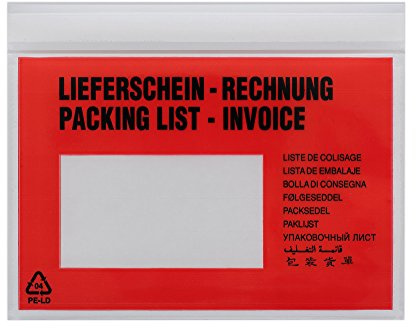 Debatin 522184 Begleitpapiertasche C6 Druck: Lieferschein/Rechnung Mehrsprachig, 1000 Stück im Karton