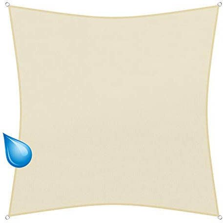 sunprotect 83224 wasserabweisend Sonnensegel Hydro, 5 x 5 m, Quadrat, wasserabweisend, Creme