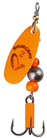 Savage Gear Caviar Spinner, Hechtköder, Angelköder, Kunstköder, Barschköder, Zanderköder, Köder für Hecht, Zander, Barsch, Forellenköder, Barschspinner, Forellenspinner, Hechtspinner, Farbe:Fluo Orange, Größe / Gewicht / Packungsinhalt:Gr. 4 / 14g