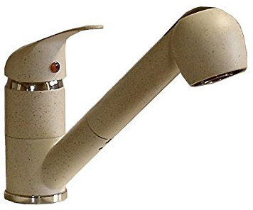 Einhebel Küchenarmatur Wasserhahn mit Geschirrbrause Granit Beige Niederdruck