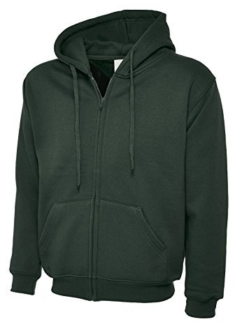 247-Clothing Ladies Zip-Up Hoodie Size 10 to 28 Plus Loose Fit Plain Hooded Sweatshirt NEW (UK 10-12, Bottle Green)