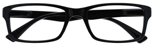 OPULIZE PEP Lesebrille für Damen und Herren - Große Rechteckige Brille - Komfortable Federscharniere - Kratzfest - Schwarz - UVR +1.00