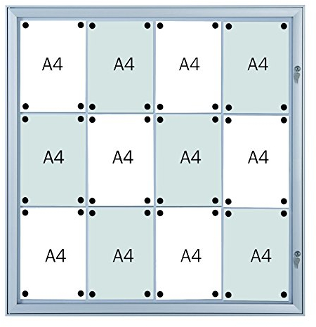 FRANKEN Schaukasten Security - Feuerfest für den Innenbereich, Klapptür, 12x A4, 96,9 x 100,4 x 2,3 cm, Brandschutzklasse B1, magnetisch, mit Aluminiumrahmen zur Wandmontage, SKB12S