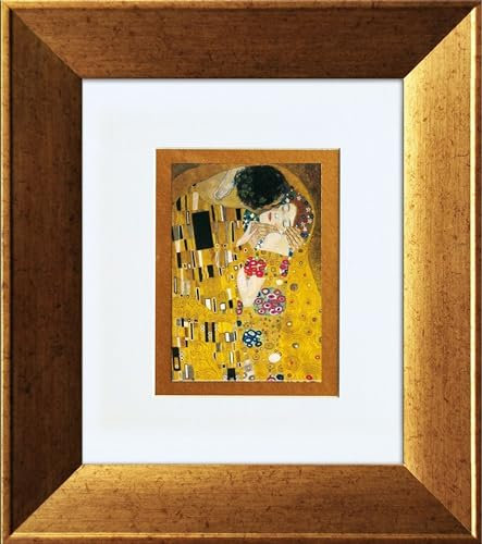 artissimo, Kunstdruck gerahmt, 36x41cm, AG3808, Gustav Klimt: Der Kuss, Bild, Wandbild, Poster, Wanddekoration