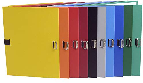 Exacompta 720E 10er Pack Dokumentenmappe DIN A4 mit dehnbarem Rücken bis zu 13 cm aus starkem Karton mit gefärbtem Stoffeinband farbig sortiert ideal für Ihre Unterlagen und Dokumente
