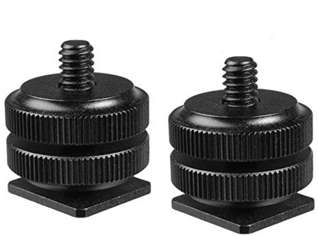 Fotasy SCX2 1/4-Inch 20 Tripod Screw to Hot Shoe Adapter with Premier Cleaning Cloth (Black)