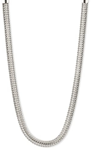 Anne Klein Silver Tone Herringbone Chain Necklace for Women – Adjustable Flat Collar Necklace, 17 Inch Chain with 3 Inch Extender, Lobster Clasp Fashion Jewelry, Classic Silvertone Necklace