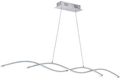 EGLO LED Pendellampe Lasana 2, 2 flammige Pendelleuchte, Hängeleuchte aus Alu, Stahl, Kunststoff, Farbe: Chrom, weiß, L: 120 cm
