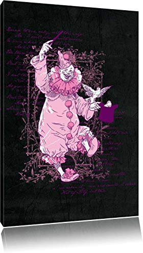 Pixxprint Dark Clown black Bild, Größe: 60x40cm, Leinwandbild, fertig gespannt, Wandbild, Dekoration, Kunstdruck, kein Poster