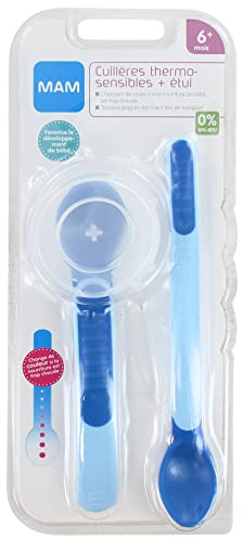 MAM Cucharas Termosensibles + Funda 6 Meses y + - Azul