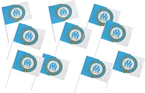 OLYMPIQUE DE MARSEILLE 10 x Drapeau Logo Om - Collection Officielle Taille 21 x 30 cm