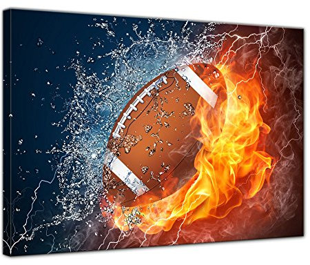Bilderdepot24 Bild auf Leinwand | Football - Feuer und Eis in 70x50 cm als Wandbild | Wand-deko Dekoration Wohnung modern Bilder | 200916