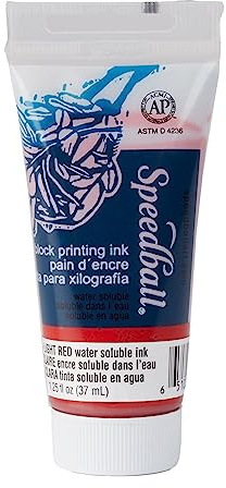 Speedball Water Soluble Block Printing Ink: Light Red, 37cc