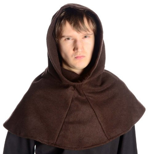 HEMAD Mittelalter Gugel Schafwollfilz braun