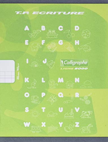 Clairefontaine 108502C - Praxisarbeitsheft Calligraphe 17x22 cm, 16 Blatt, doppelte Linie 4 mm + blanko 90g, Grün, 1 Stück