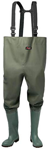 NORDWEST Salopette con Stivali, Misura 40, Tessuto Rivestito in PVC, Colore: Verde Oliva