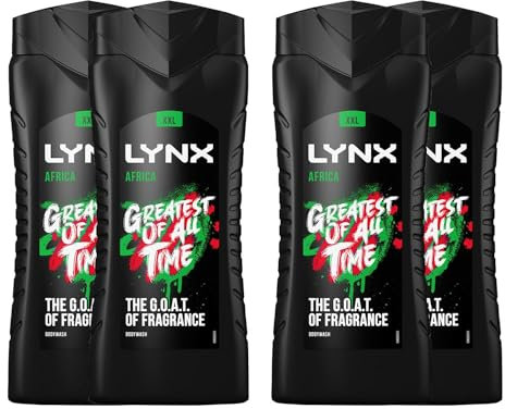 4 Pack Lynx Energy Boost Shower Gel Bodywash, Africa XXL, 500ml