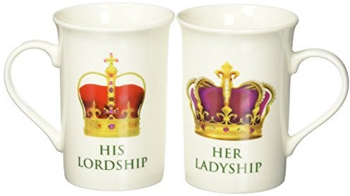 The Leonardo Collection LP33365 Two Her Ladyship and His Lordship Mugs Fine China Gift Set, Porcelain, 200 milliliters, White