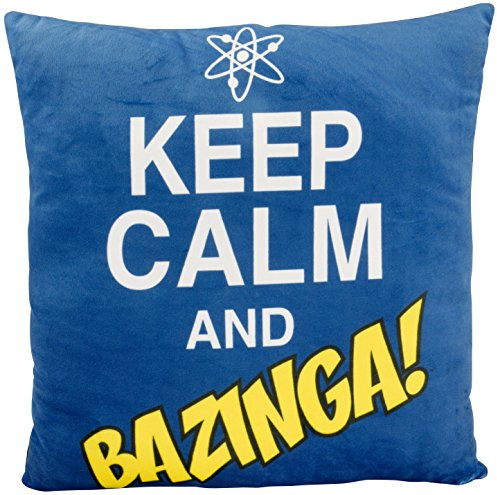 The Big Bang Theory 0122078 Kissen „Keep Calm and Bazinga“, Polyester, schwarz, 40 x 40 x 3 cm