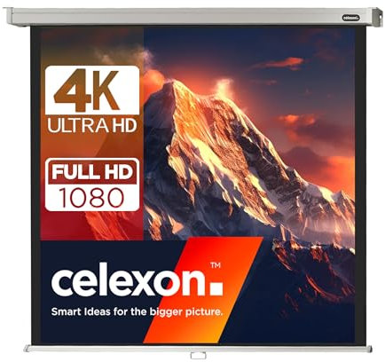 celexon Professional Rollo-Leinwand 150 | 280x280 cm 1:1 | manuell ausziehbare 4K, Full-HD Beamer-Leinwand für das Büro oder Heimkino-Projektionen | Wand- & Deckenmontage/zum Aufhängen