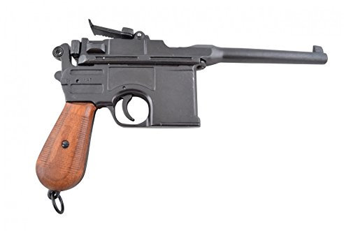Denix Mauser C96 Pistole, schwarz mit Holzgriff 1896
