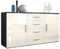 Vladon Sideboard Kommode Faro, Made in Germany, Korpus in Schwarz matt/Front in Creme Hochglanz (139 x 72 x 35)