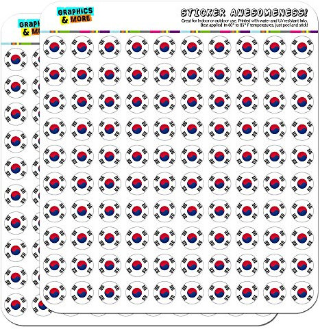 South Korea National Country Flag 1/2 (0.5) Scrapbooking Crafting Stickers by Graphics and More