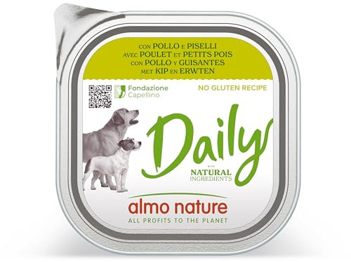 Almo Nature Daily Dog - Nourriture Humide pour Chiens avec Poulet et Petit Pois -Pâté pour Chiens Adultes: 9 barquettes de 300g