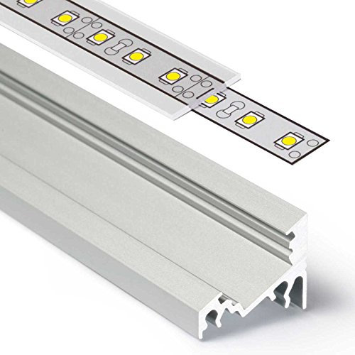 Alupona Corner LED-Eckprofil Aluminium I 2m I Aluminium Inneneck-Profil für LED Streifen bis 10mm I LED Aufbauprofil eloxiert I Set mit LED-Schiene, Abdeckung transparent, Endkappen & Montageklammern