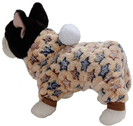 Treadyouth Hundemantel mit Beinen Flanellkleidung für Hunde, Haustier, Herbst, mit Kapuze, Winter, Katzen- und Haustierkleidung Hundepullover Kleine Hunde (Beige, S)