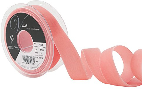 Berisfords Velvet Ribbon, Coral, 102 x 30 x 102 cm