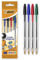 BIC Kugelschreiber Cristal Original (Strichstärke: 0,32 mm und Kugeldurchmesser: 1,0 mm) Beutel à 4 Stück, sortiert