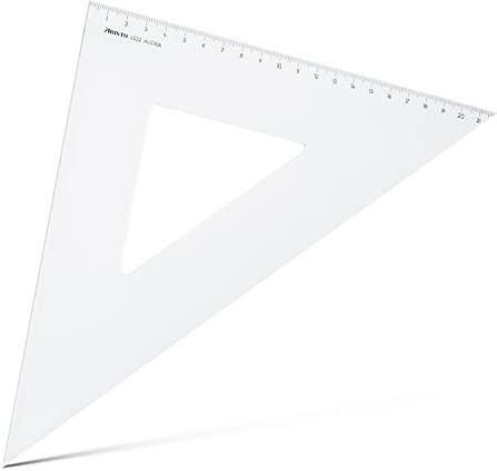 Aristo AR4522 Dreieck 45° (Kathete 220mm, Hypotenuse 311mm, abriebfeste Tiefprägung der Teilung, Plexiglas) transparent