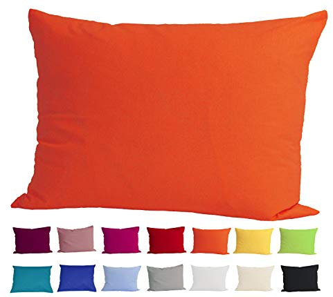 beties Basic Kissenbezug ca. 40x60 cm Kissenhülle 100% Baumwolle in vielen fröhlichen Uni-Farben (orange)