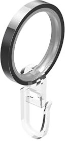 Interdeco Gardinenstangen Ringe mit Gleiteinlage und Faltenhaken, Gardinenringe in Chrom für 20 mm Ø (10 Stück)