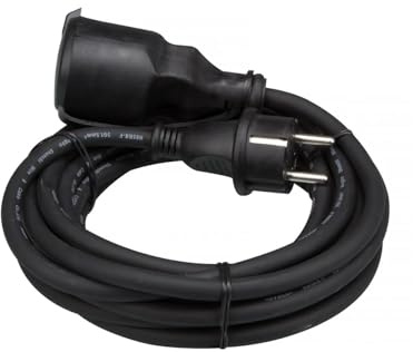 PEREL - EC05R15 Gummi Verlängerungskabel, Kabellänge 5 m, Schwarz 176604