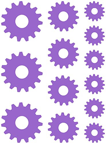 Samunshi® Zahnräder Aufkleber Set 6x3,5cm+4x5cm+3x7cm lavendel