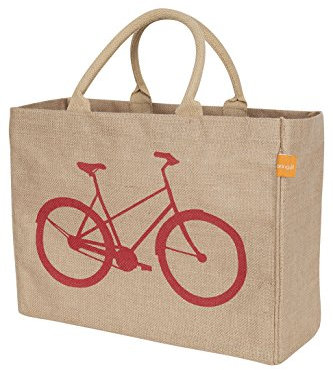 Kaf Home Jute Eimer Tasche mit Weiß indischen Print Einkaufstasche Bicycle