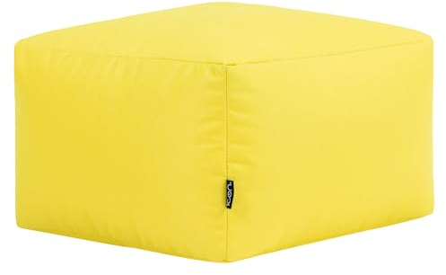 Bean Bag Bazaar Sitzsack Hocker, Gelb, Indoor Outdoor Sitzsack mit Füllung, Bean Bag, Wasserabweisender Stoff, Pouf Fußhocker für Wohnzimmer, Schlafzimmer, Garten