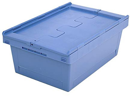 Bito 6-11119 Mehrwegbehälter MB mit anscharniertem zweiteiligem Klappdeckel, MBD64221, Inhaltsbelastung 30 kg, Plastik, taubenblau, 62 x 61 x 41 cm