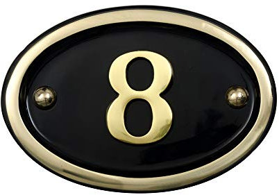 Solid Brass House Number Oval Design (No 8)